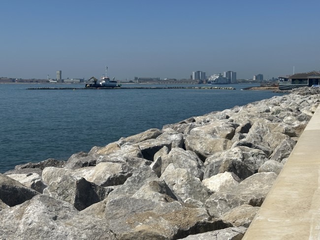 Southsea Costal Defence, Rocks and sea. Ferries, Gosport