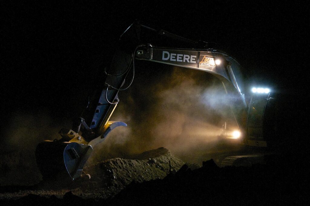 excavator, floodlights, eerie, construction, deere, digging, dirt, hydraulic, removal, shovel, scoop, darkness, night, black construction, eerie, eerie, eerie, eerie, eerie, digging, digging, digging, digging, digging, hydraulic, scoop